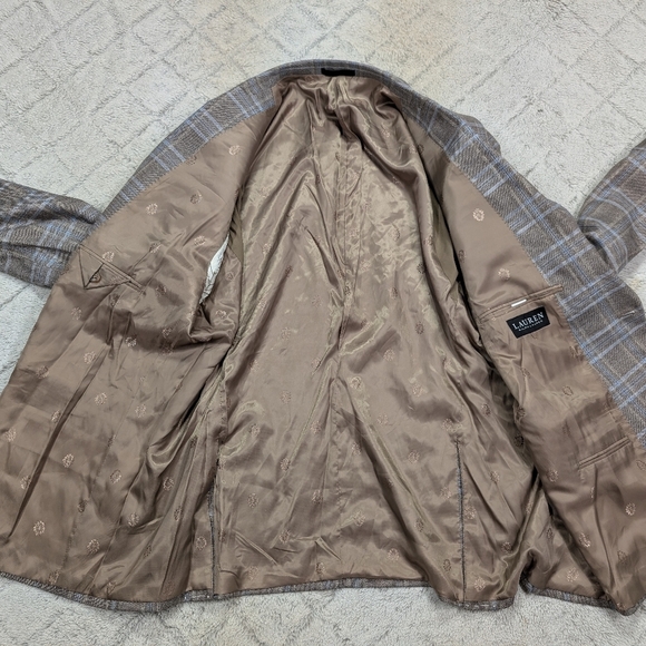Lauren Ralph Lauren Jacket Mens 50R Gray Blue Plaid Ultraflex Blazer Black Label - Picture 7 of 11